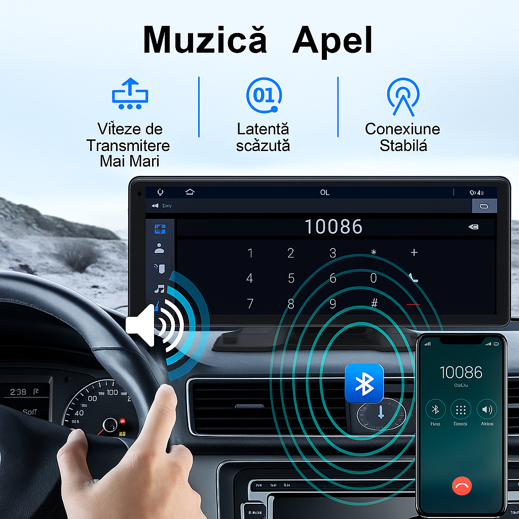 Navigatie Auto Universala | Apple CarPlay/Android Auto | 10 inc |