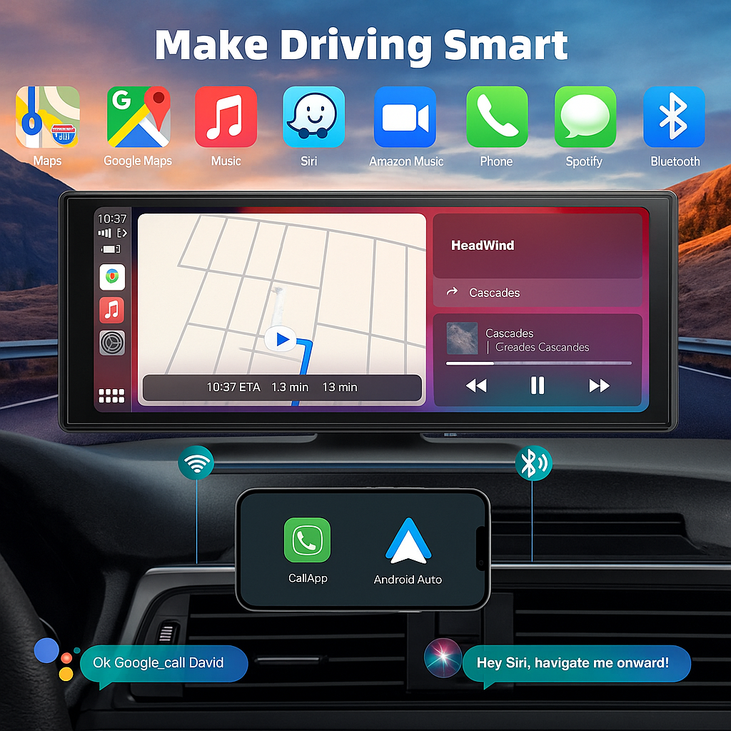 Navigatie Auto Universala | Apple CarPlay/Android Auto | 10 inc |